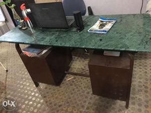 Teal Marble Rectangular Desk