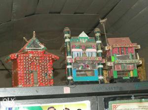 Three Ceramic House Miniature