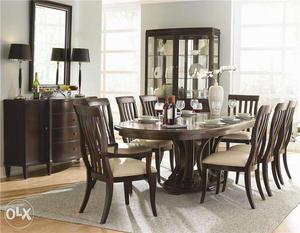 USA Solid Wood Dining Table with Pure Leather