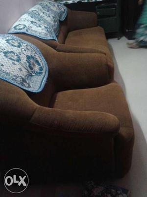 2 Brown Fabric Sofa Chair