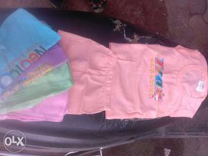 Baby Girl's Pink Shirt And Shorts Set of 5 pcs