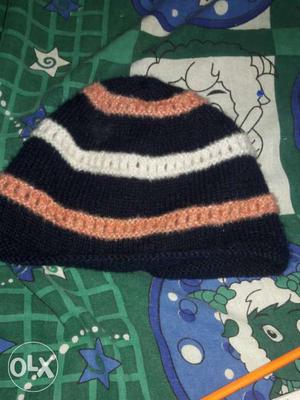 Black Brown And White Knit Cap