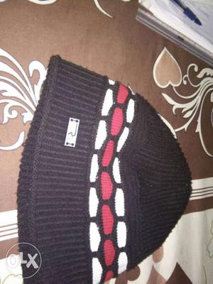 Black, Red And White Knit Cap