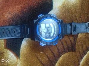 Black bule multi color digital watch
