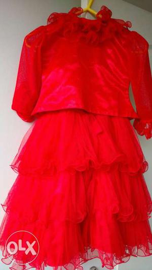 Blood Red Grand Party Dress for 4-6 yrs girl in