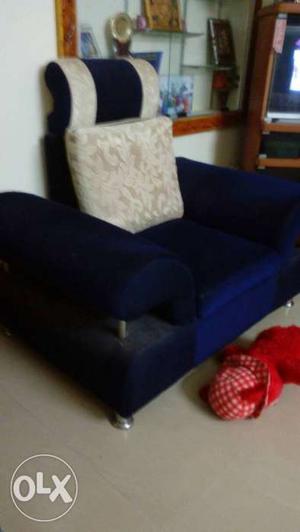 Blue And Gray Suede Sofa Chair