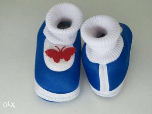 Brand New Blue colored Baby Booties with Socks