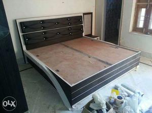 Brown-and-black Wooden Bed Frame