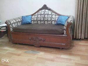 Custom made solid wood deewan with storage at