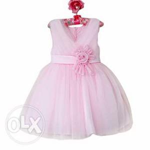 Elegant Pink Sleeveless Baby Wedding Dress for Kids