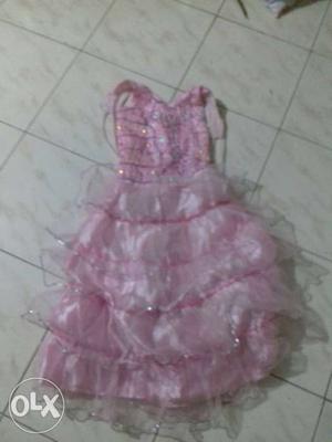 Girl's Pink Tiered Sleeveless Dress