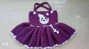 Girl's Purple And White Hello Kitty Midi Dress