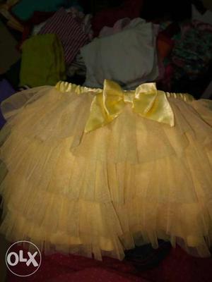 Girl's Yellow Tiered Skirt