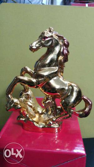 Gold And Silver Ceramic Horse Figurine