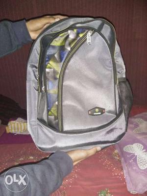 Gray Blue And Yellow Backpack