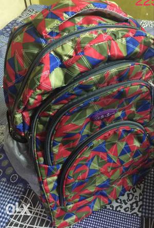 Green, Red, And Blue Backpack