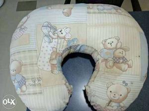 Grey And Brown Bears Printed Neck Pillow