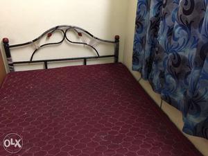 Iron bed with wooden Table and matress