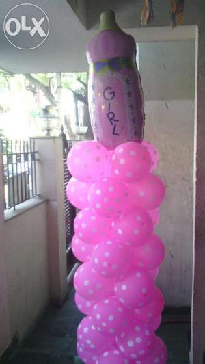 Its a girl helium gas balloon pillar