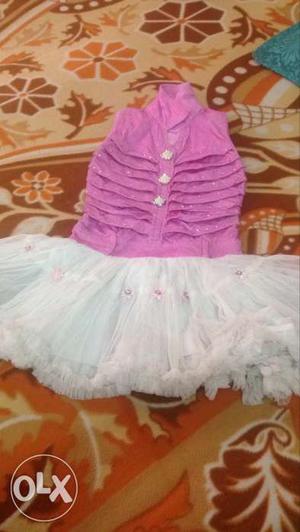Kid's Pink And White Dress