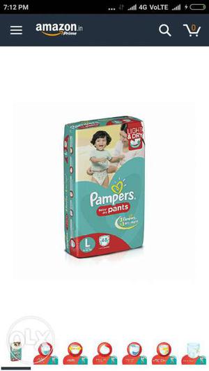 Pampers large size diaper pants