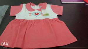 Toddler's Pink And White I Love You Dress