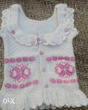 Toddler's White And Pink Knitted Shirt