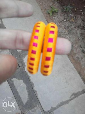 Yellow And Pink Silky Thread Bangles