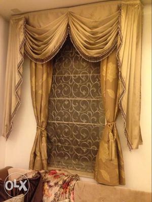 2 pair window & 1 pair door of golden curtains