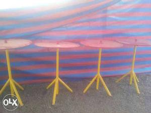 4 Pcs Yellow And Red Round Table