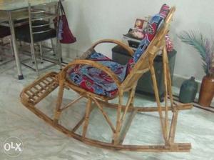 Bamboo rocking chair with cushion