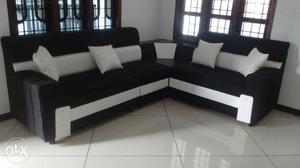 Black And White Fabric Sectional Sofa