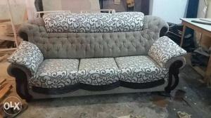 Black And White Floral 3 Seat Sofa
