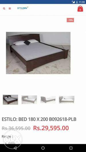 Brown Wooden Bed Frame For Rs 