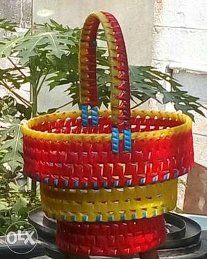 Red And Yellow Wicker Basket