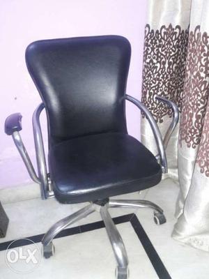 Stainless Steel Framed Black Rolling Chair