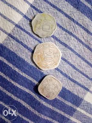 Three coin of paise,10paise,20paise