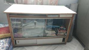 White And Brown Wooden Framed Display Cabinet