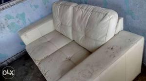 White Leather Loveseat Sofa