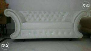 White Silver Cushion Couch