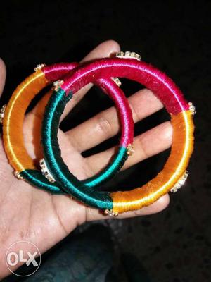 2 silk thread bangles for girls