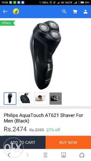 Black Philips Aqua Touch At621 Shaver For Men