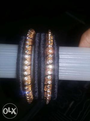 Black-brown-diamond Thread Bangles