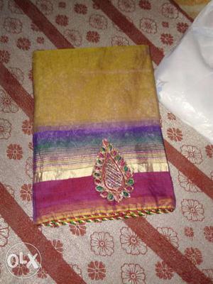Brown, Purple, And Pink Floral Dupatta