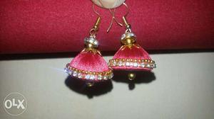 Gold And Pink Djumka Earrings