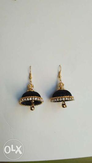 Handmade silk thread earrings in stunning black