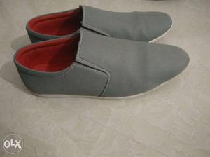 Men's Pair Of Gray-and-white Loafers