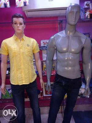 Men's Yellow Dress Shirt And Blue Pants