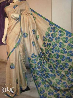 Mursidabad Silk With Hand Printing
