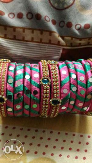 New silk thread bangles for two hands 2.4" size